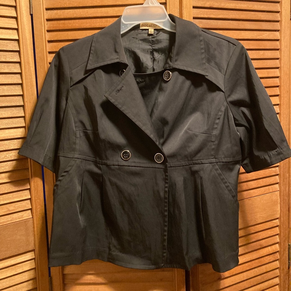 Notation Black Double Breasted Short Sleeves Top/… - image 1